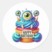 Cupcake Birthday Stickers ラウンドシール (正面)