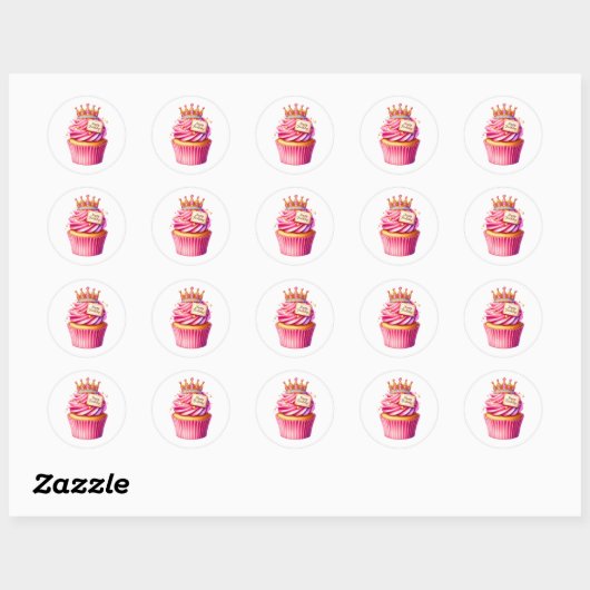 Cupcake Birthday Stickers ラウンドシール (シート)