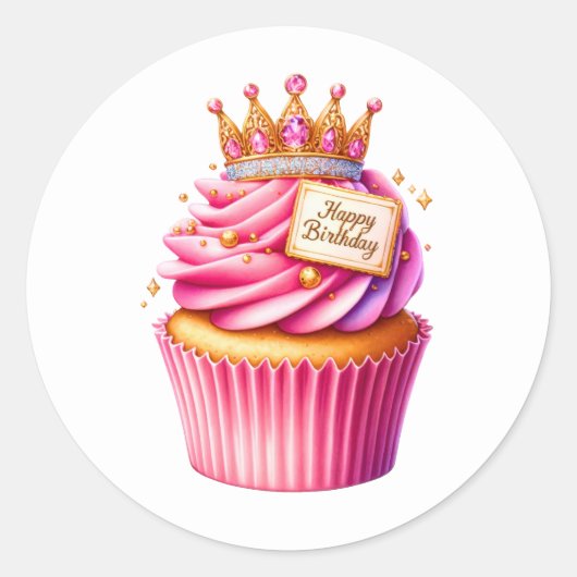 Cupcake Birthday Stickers ラウンドシール (正面)