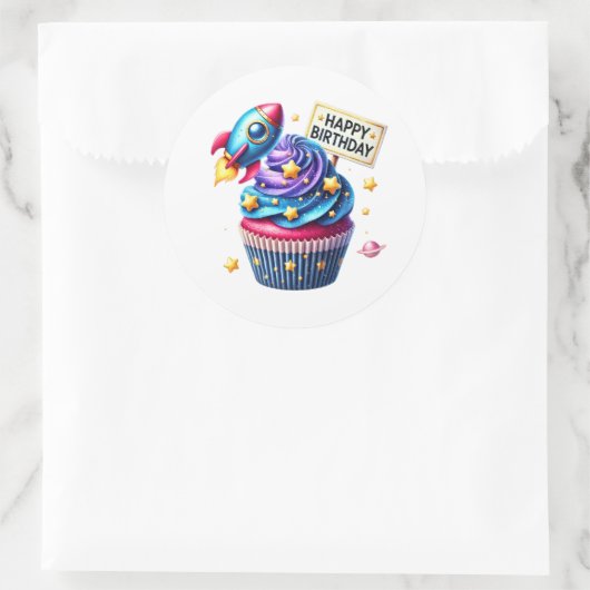 Cupcake Birthday Stickers ラウンドシール (バッグ)