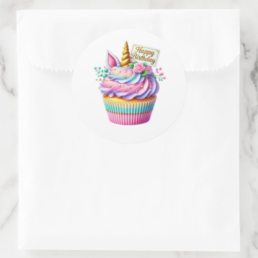 Cupcake Birthday Stickers ラウンドシール (バッグ)