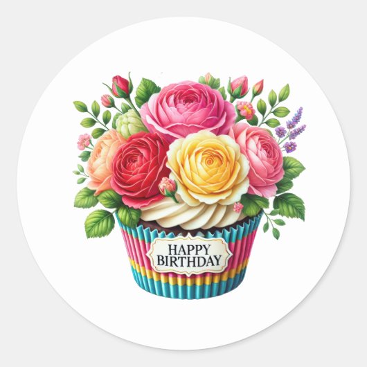 Cupcake Birthday Stickers ラウンドシール (正面)
