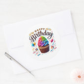 Cupcake Birthday Stickers ラウンドシール (封筒)