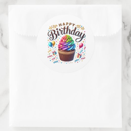Cupcake Birthday Stickers ラウンドシール (バッグ)
