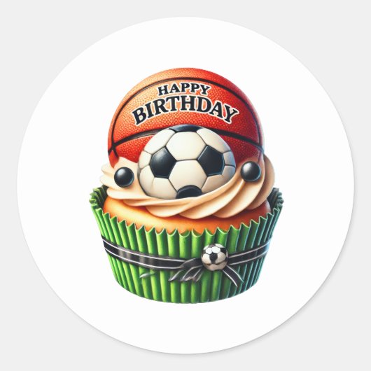 Cupcake Birthday Stickers ラウンドシール (正面)