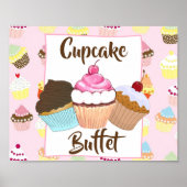 Cupcake Buffet Party Sign ポスター (正面)
