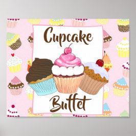 Cupcake Buffet Party Sign ポスター