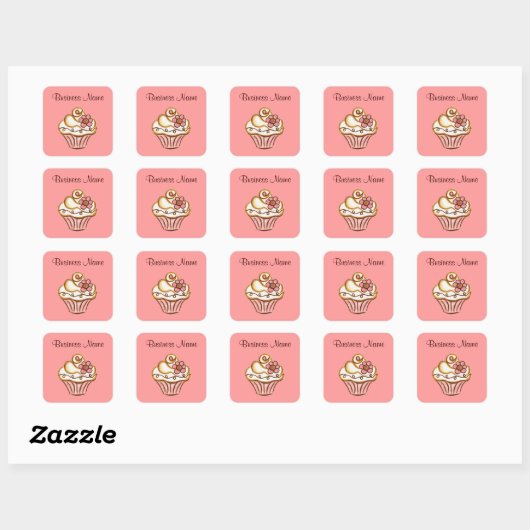 Cupcake Businessスタンプ スクエアシール (シート)