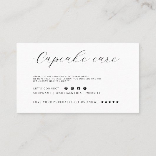 Cupcake Care Minimalist Flat Thank You Card 名刺 (裏面)