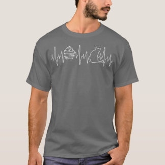 Cupcake Cat Heartbeat Funny Baking Cupcake Lover R Tシャツ