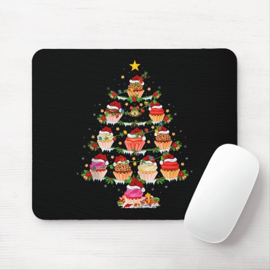 Cupcake Christmas Tree Lights Funny Fast Food Cupc マウスパッド (マウス)