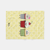 Cupcake family frosting sprinkles cherry cakes フリースブランケット (正面(横))