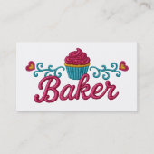 Cupcake heart bakery baking faux embroidery 名刺 (正面)
