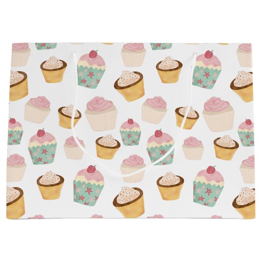 Cupcake Pattern ラージペーパーバッグ (正面)