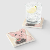 Cupcake Piggy Stone Coaster ストーンコースター (横)