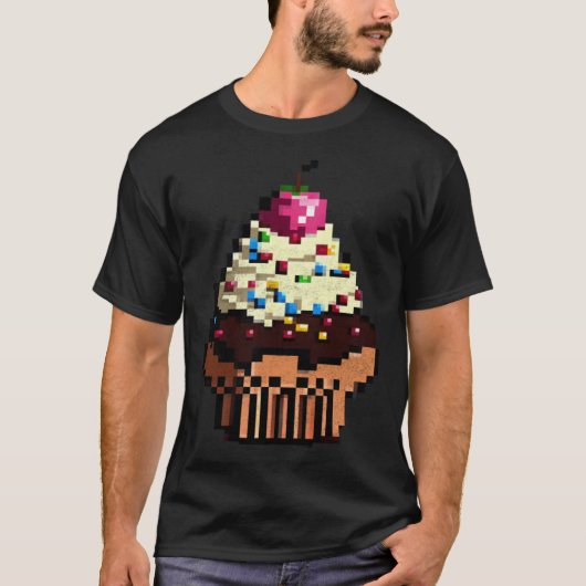 Cupcake Pixel 8 bit Retro Hungry Byte Game Cake Fo Tシャツ (正面)