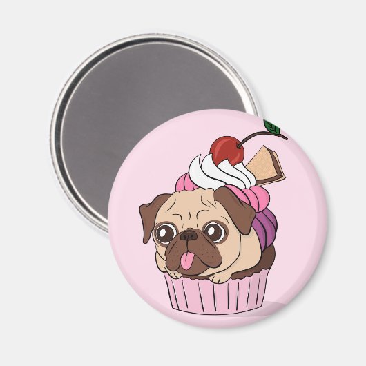 Cupcake Pug Magnet マグネット (正面/裏面)