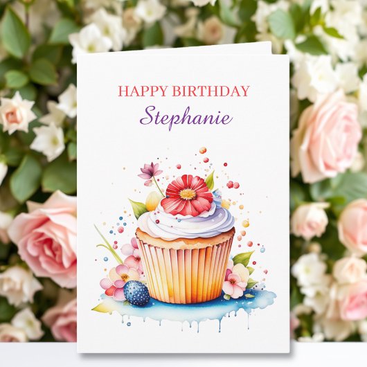 Cupcake Sentimental Personalized Birthday for Her カード
