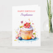 Cupcake Sentimental Personalized Birthday for Her カード (正面)