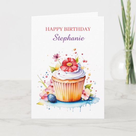 Cupcake Sentimental Personalized Birthday for Her カード (正面)