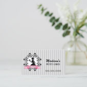 Cupcake Silverおよびピンクシルエットの女性 名刺 (スタンド正面)