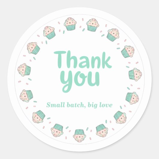 Cupcake Sprinkle Baking Thank You Sticker  ラウンドシール (正面)