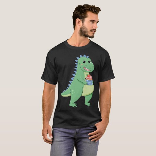 Cupcake T-Rex Dinosaur Baker Pastry Chef Dino Love Tシャツ (正面フル)