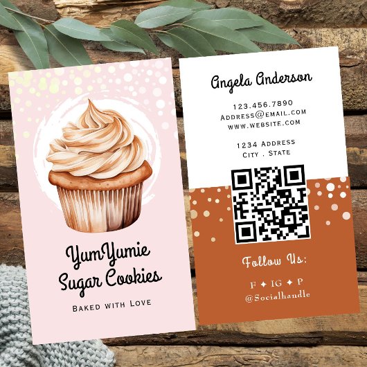 Cupcake Trendy QR Code and Website 名刺