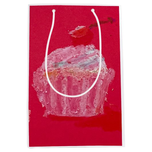 Cupcake with strawberry Frosting ミディアムペーパーバッグ (正面)