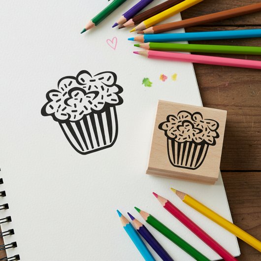 Cupcake Wooden Art Stamp For Crafts ラバースタンプ