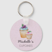 CupCakesとFruitsの水色 キーホルダー (正面)