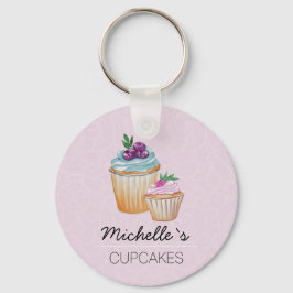 CupCakesとFruitsの水色 キーホルダー