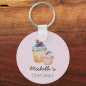 CupCakesとFruitsの水色 キーホルダー (正面)