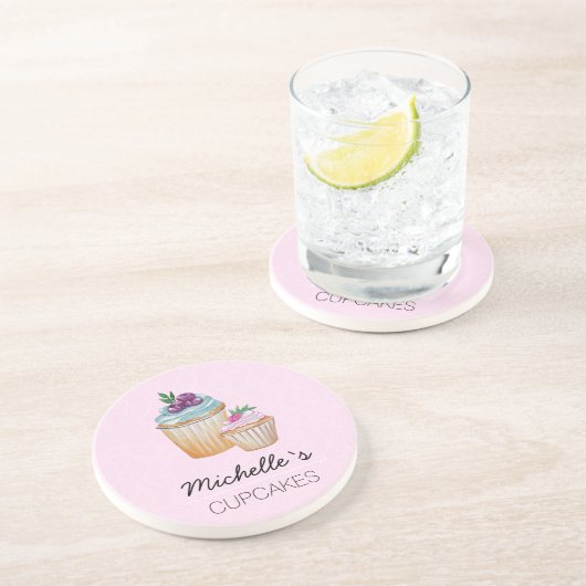 CupCakesとFruitsの水色 コースター (側面)