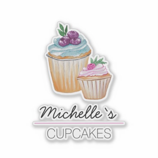 CupCakesとFruitsの水色 シール (正面)