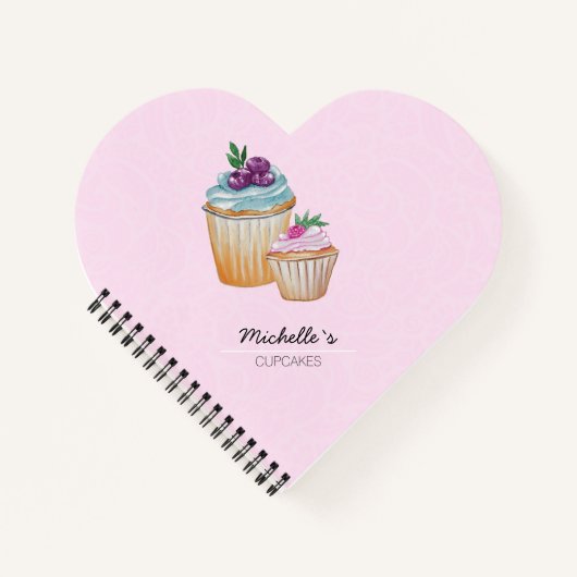 CupCakesとFruitsの水色 ノートブック (正面)