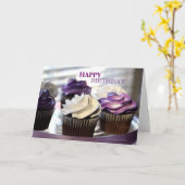 Cupcakesのクローズアップ誕生日カード カード (黄色い花)