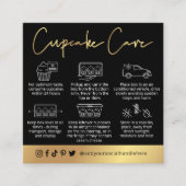 Cupcakesの指気に示ブラック&金ゴールドのロゴ スクエア名刺 (正面)