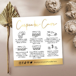 Cupcakesガイ気にドホワイトと金ゴールドロゴベーカリー スクエア名刺