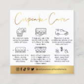 Cupcakesガイ気にドホワイトと金ゴールドロゴベーカリー スクエア名刺 (正面)