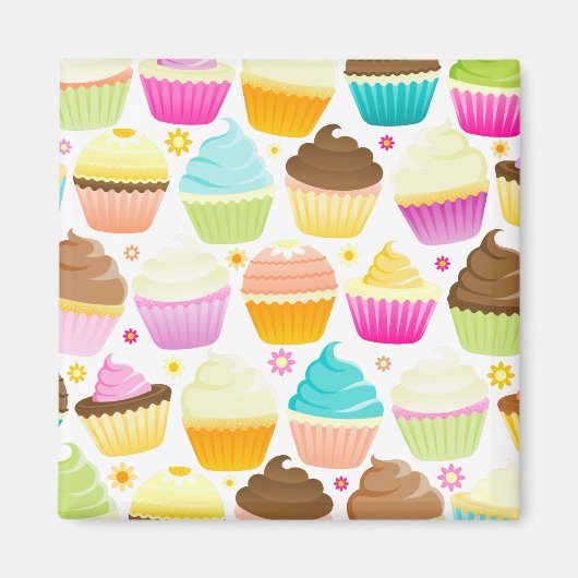 Cupcakes (カラフル白) マグネット (正面)