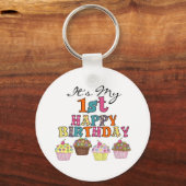 Cupcakes 1stかわいらし誕生日Tシャツとギフト キーホルダー (正面)