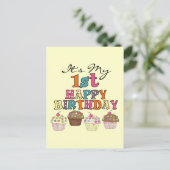 Cupcakes 1stかわいらし誕生日Tシャツとギフト ポストカード (スタンド正面)