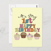 Cupcakes 1stかわいらし誕生日Tシャツとギフト ポストカード (正面/裏面)