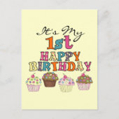 Cupcakes 1stかわいらし誕生日Tシャツとギフト ポストカード (正面)