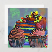 Cupcakes and cake Still life Abstract Art (正面/裏面)