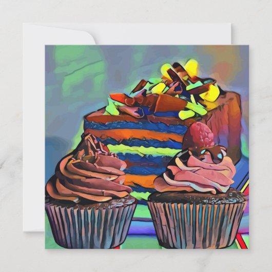 Cupcakes and cake Still life Abstract Art (正面)