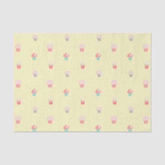 Cupcakes and Polka Dot Cute Pattern Pastel 薄葉紙 (正面)