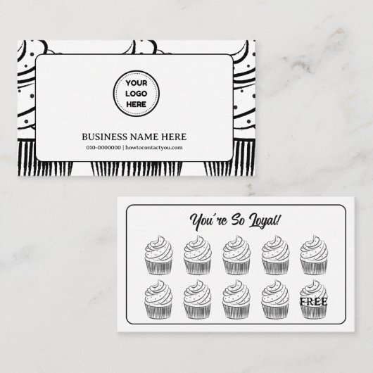 Cupcakes Bakery Coffee Shop Reward Point ロイヤリティカード (正面/裏面)