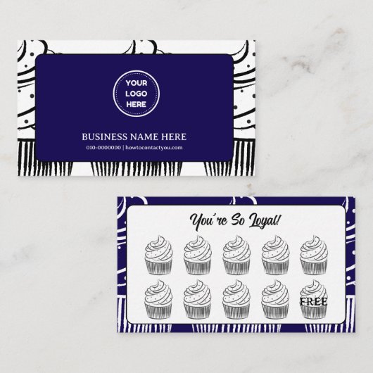 Cupcakes Bakery Coffee Shop Reward Point ロイヤリティカード (正面/裏面)